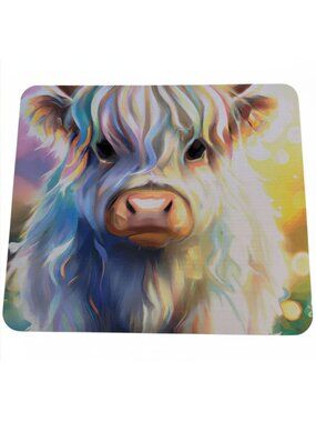 Highland Cow Watercolor Western Computer Mouse Pad Smooth Surface Non Slip Desk